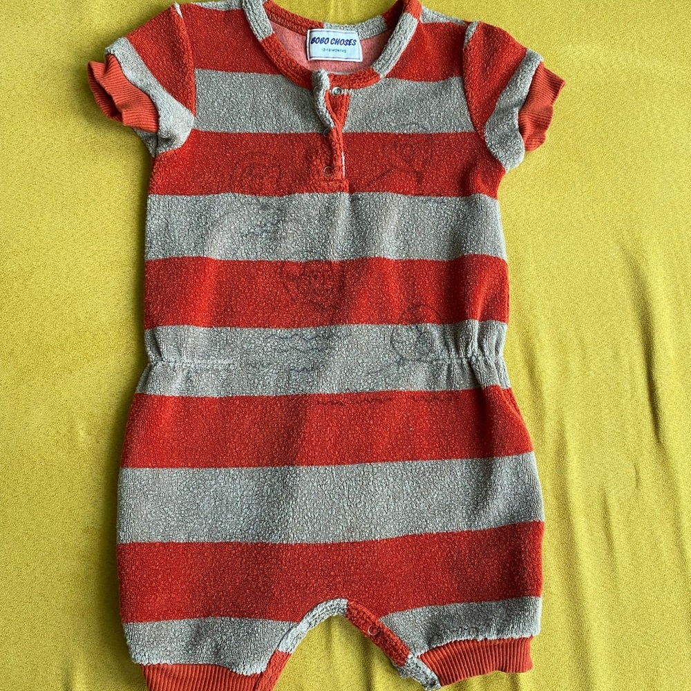 bobo choses 12-18 months striped terry cloth romper